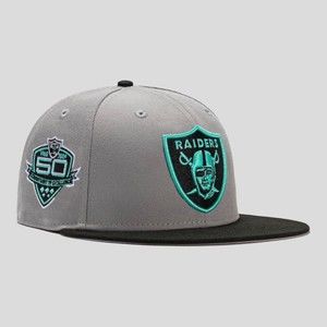 LIMITED NEW ERA 59FIFTY MINTY MOUNTAIN OAKLAND RAIDERS 50TH ANNIV HAT-NEW